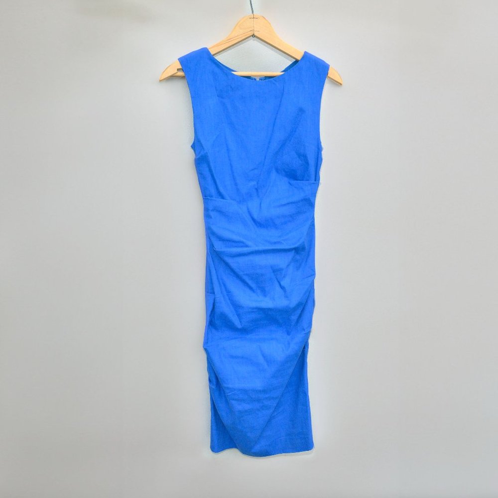 Nicole Miller Ruched Sleeveless Dress Size 2 Linen Spandex